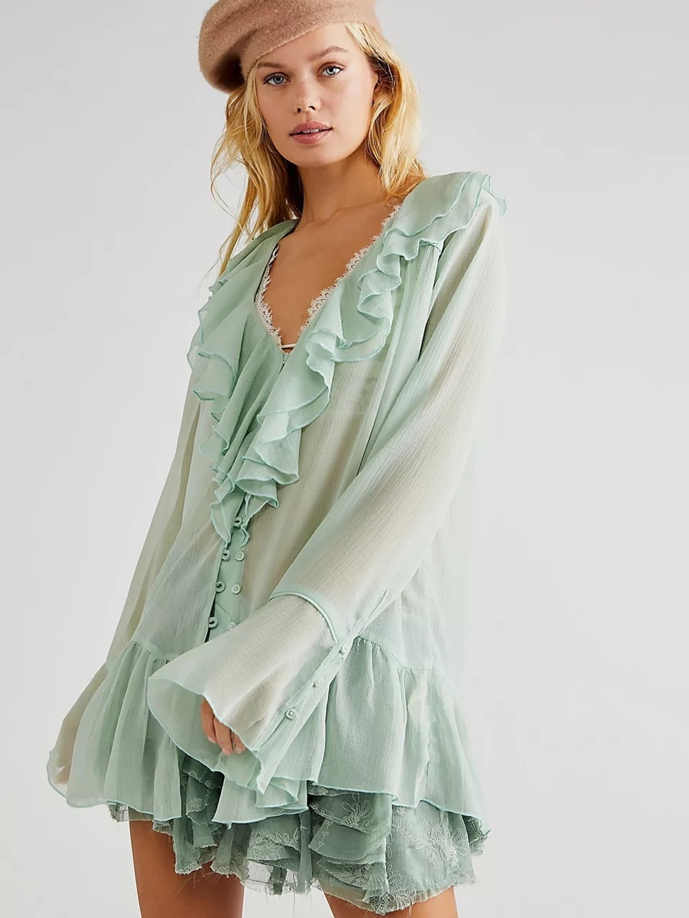 Free People Cali Sheer Tunic Sz L